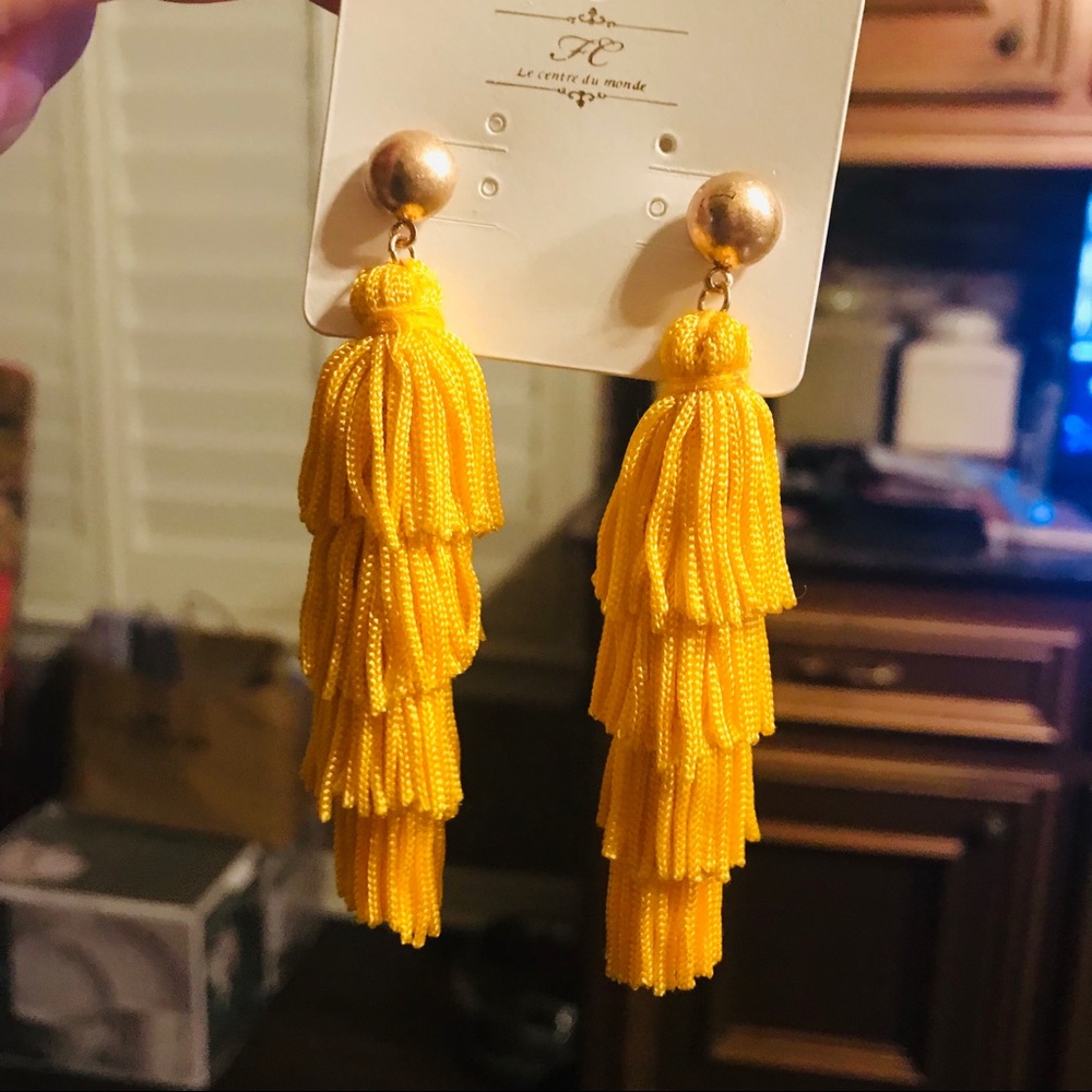 Yellow Tassel Earrings